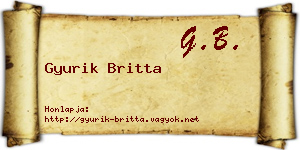 Gyurik Britta névjegykártya
